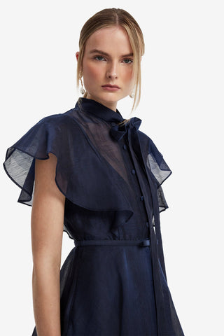 Elsie Flutter Sleeve Midi Dress - Midnight Dress Midi