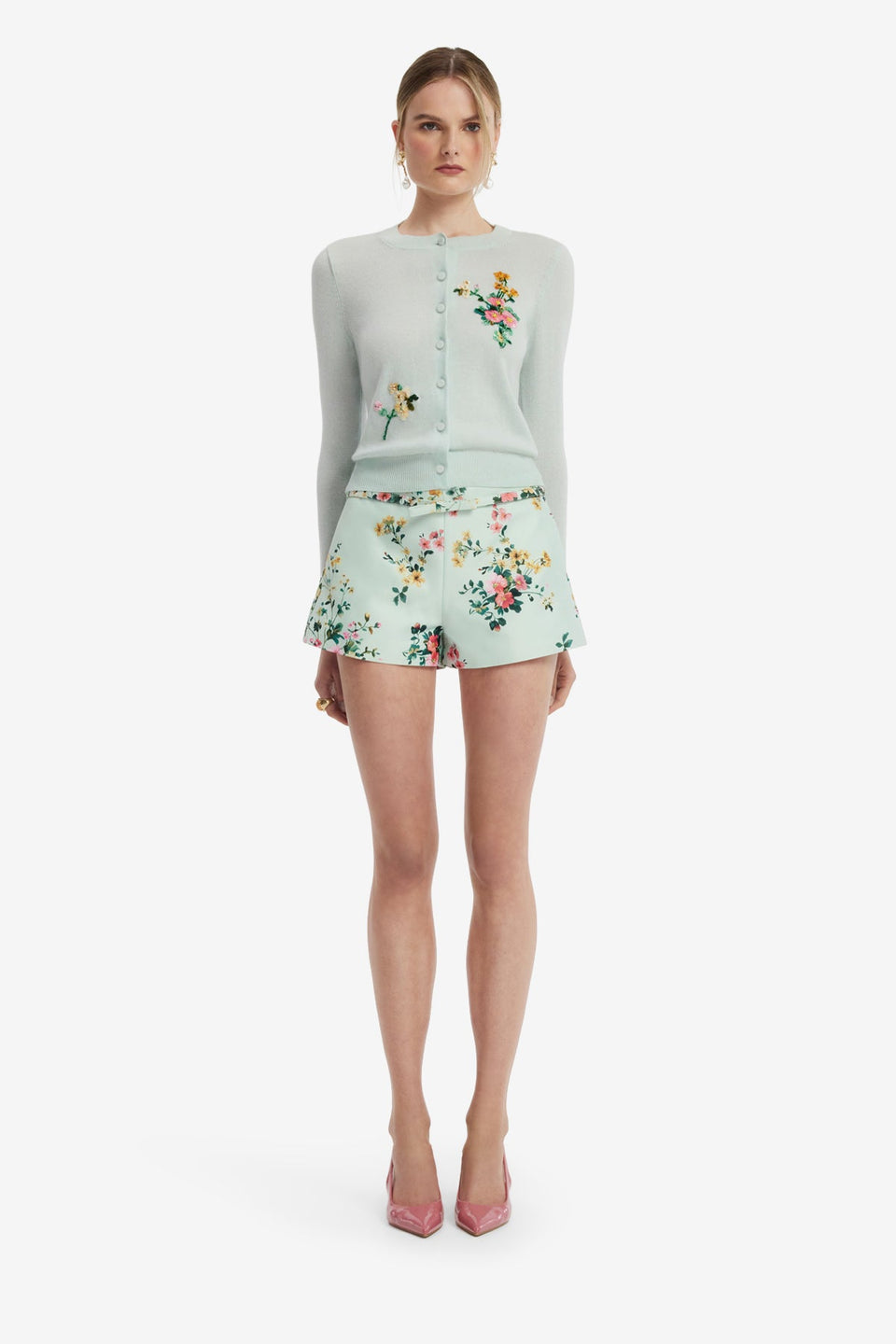 Olivianne Shorts - Posy Print in Mint Shorts