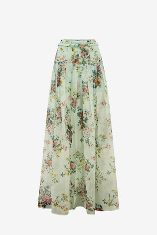 Juno Pleated Pants - Posy Print in Mint Pants