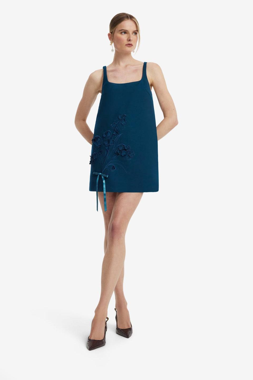 Mila Applique Mini Dress - Teal Dress Mini