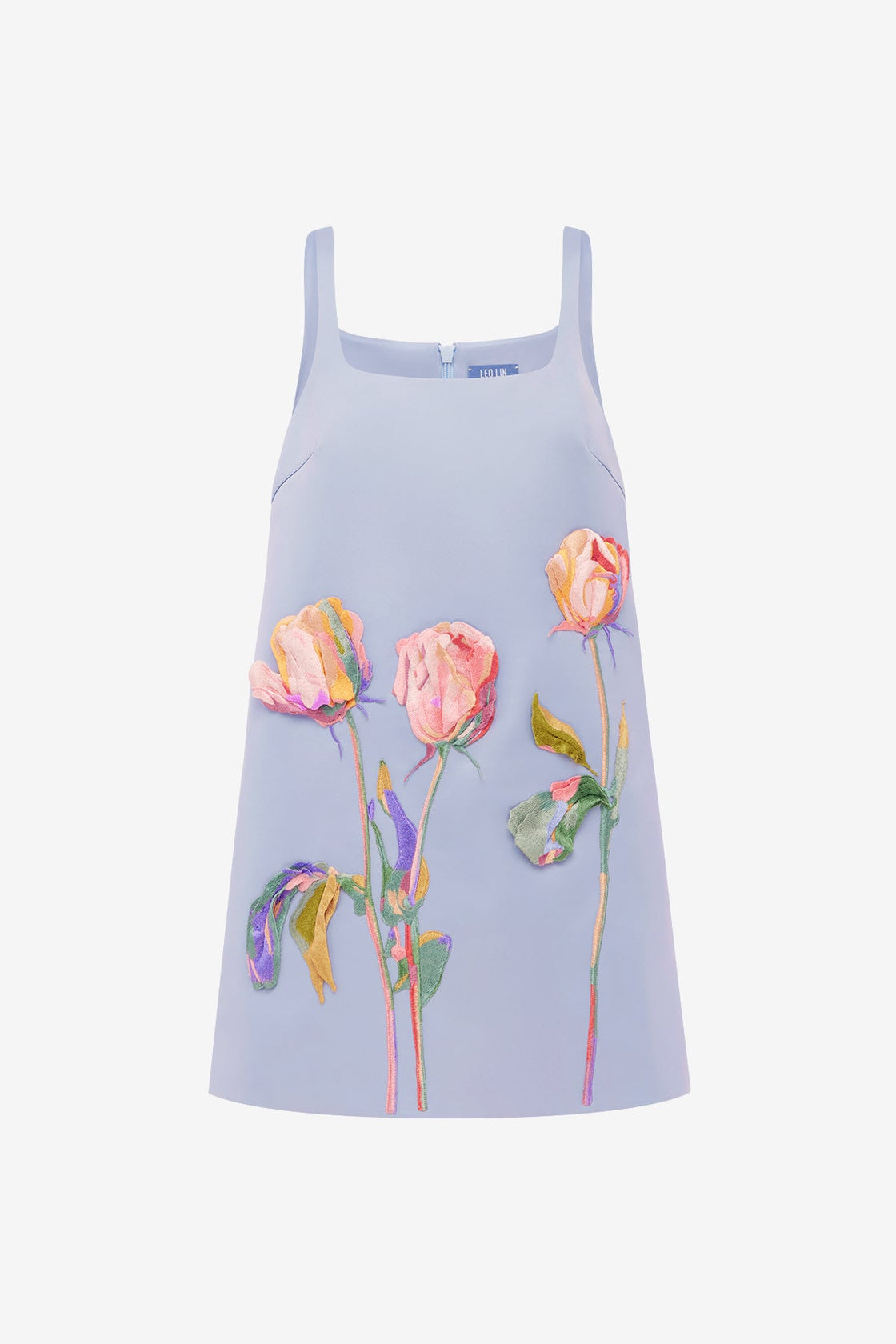 Mila Embroidered Mini Dress - Rose in Periwinkle Dress Mini