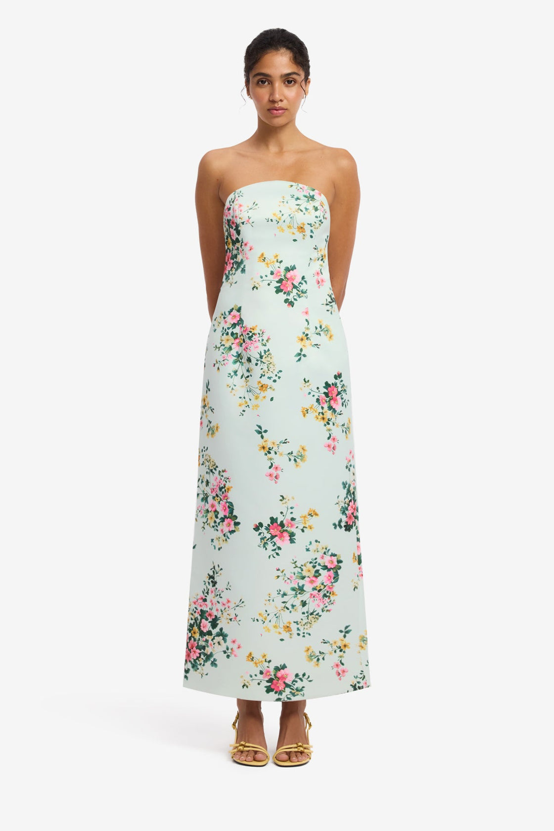 Ava Bustier Maxi Dress - Posy Print in Mint Dress Maxi