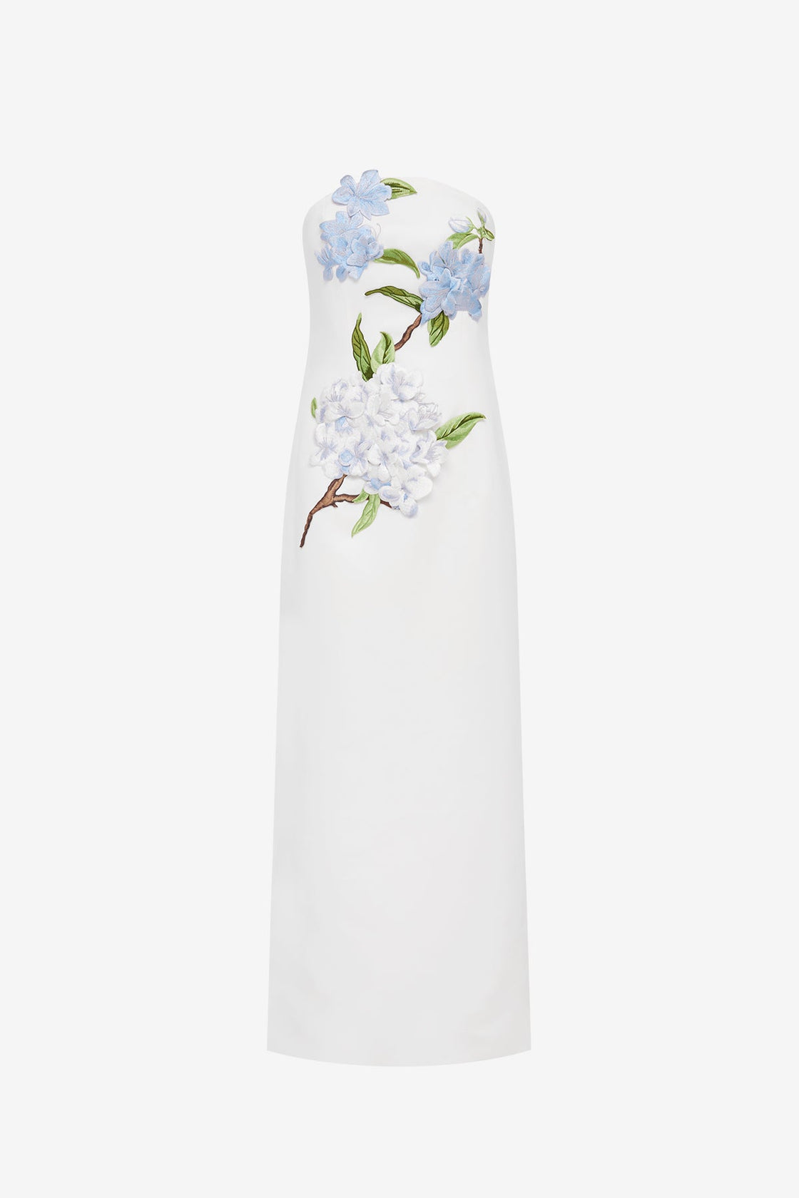 Rayna Applique Floral Maxi Dress - Hydrangea Print in Snow Dress Maxi
