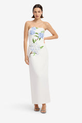 Rayna Applique Floral Maxi Dress - Hydrangea Print in Snow Dress Maxi