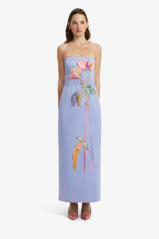 Rayna Embroidered Bustier Maxi Dress - Rose in Periwinkle Dress Maxi