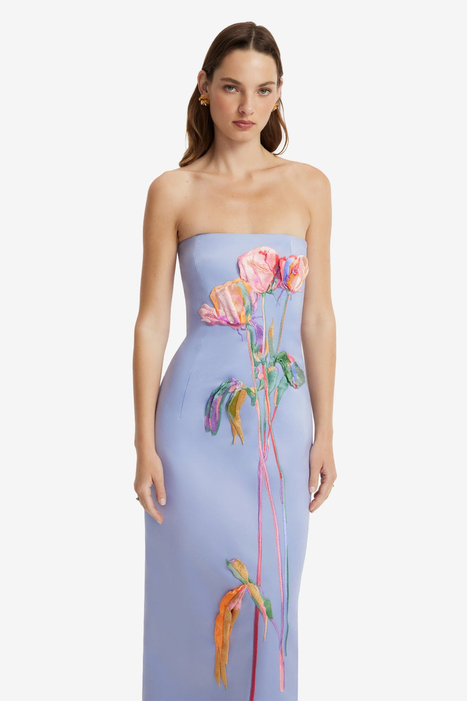 Rayna Embroidered Bustier Maxi Dress - Rose in Periwinkle Dress Maxi