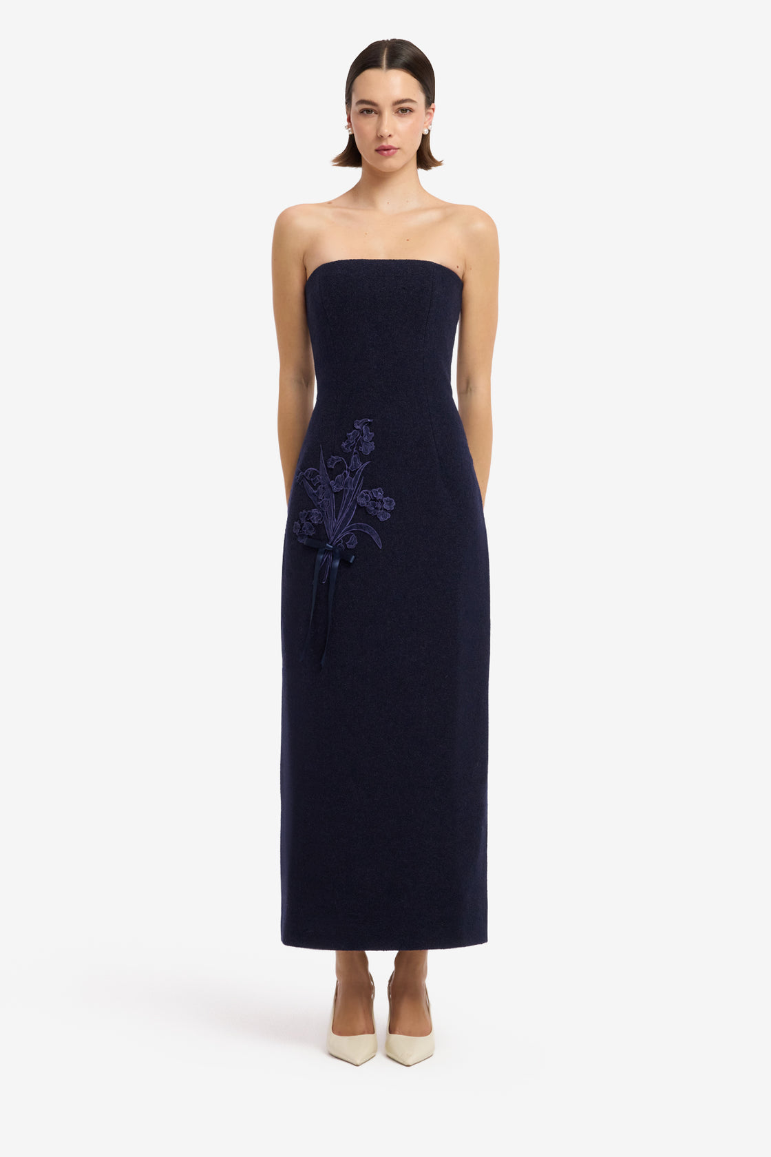 Rayna Appliqué Bustier Tweed Maxi Dress - Midnight Dress Maxi
