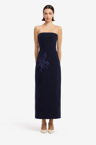 Rayna Appliqué Bustier Tweed Maxi Dress - Midnight Dress Maxi