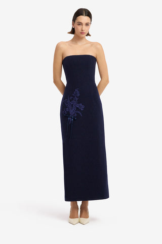 Rayna Appliqué Bustier Tweed Maxi Dress - Midnight Dress Maxi