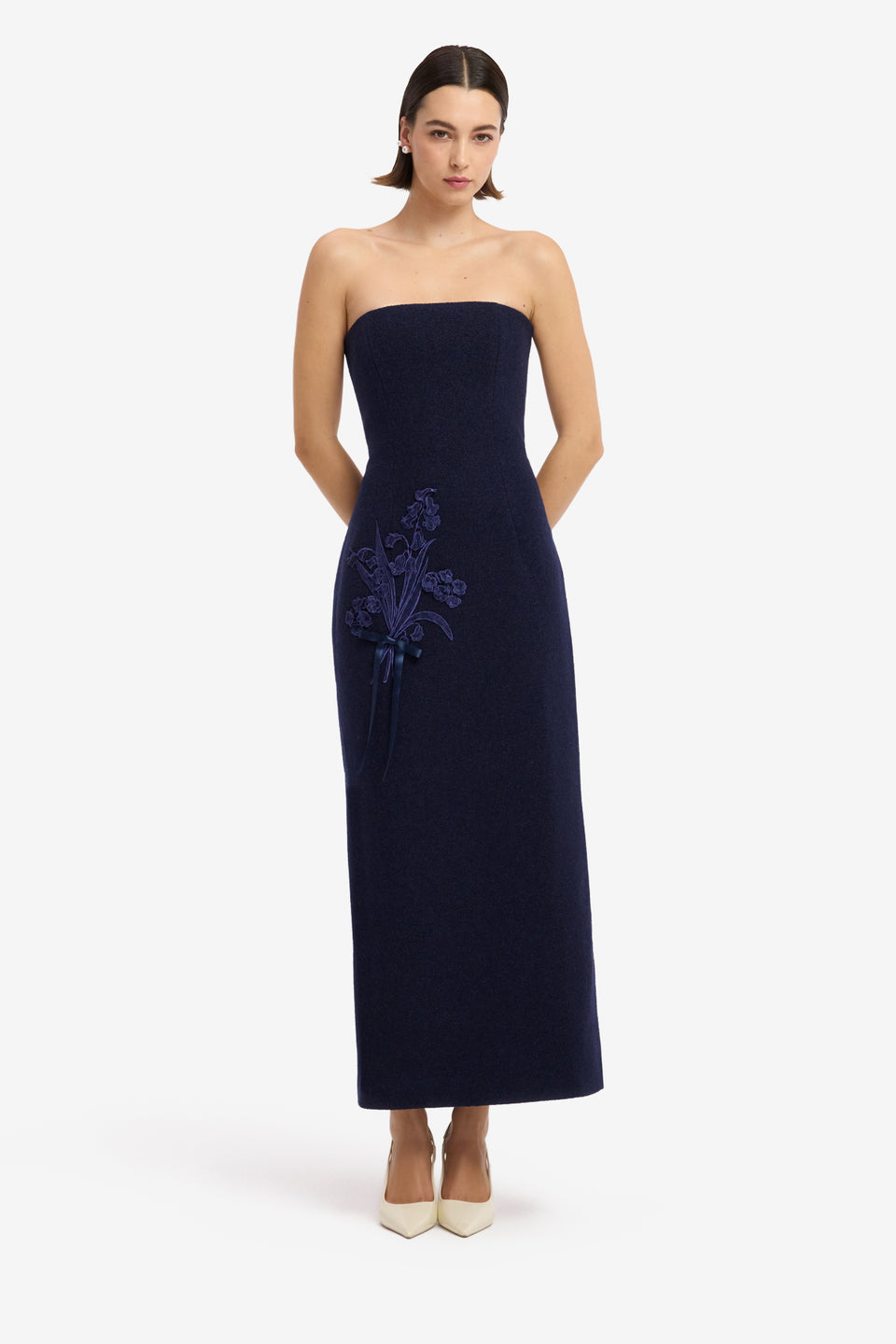 Rayna Appliqué Bustier Tweed Maxi Dress - Midnight Dress Maxi