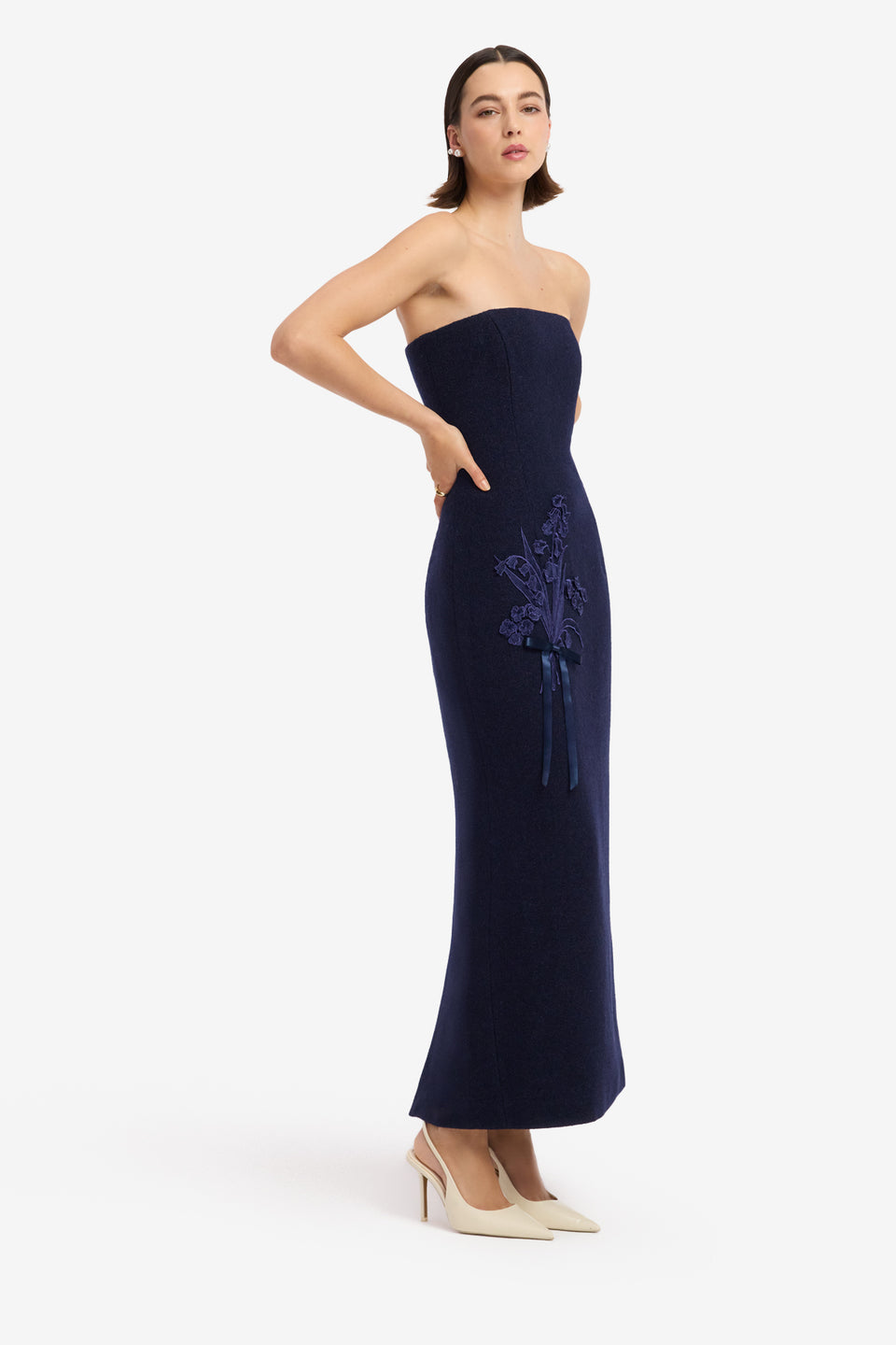 Rayna Appliqué Bustier Tweed Maxi Dress - Midnight Dress Maxi