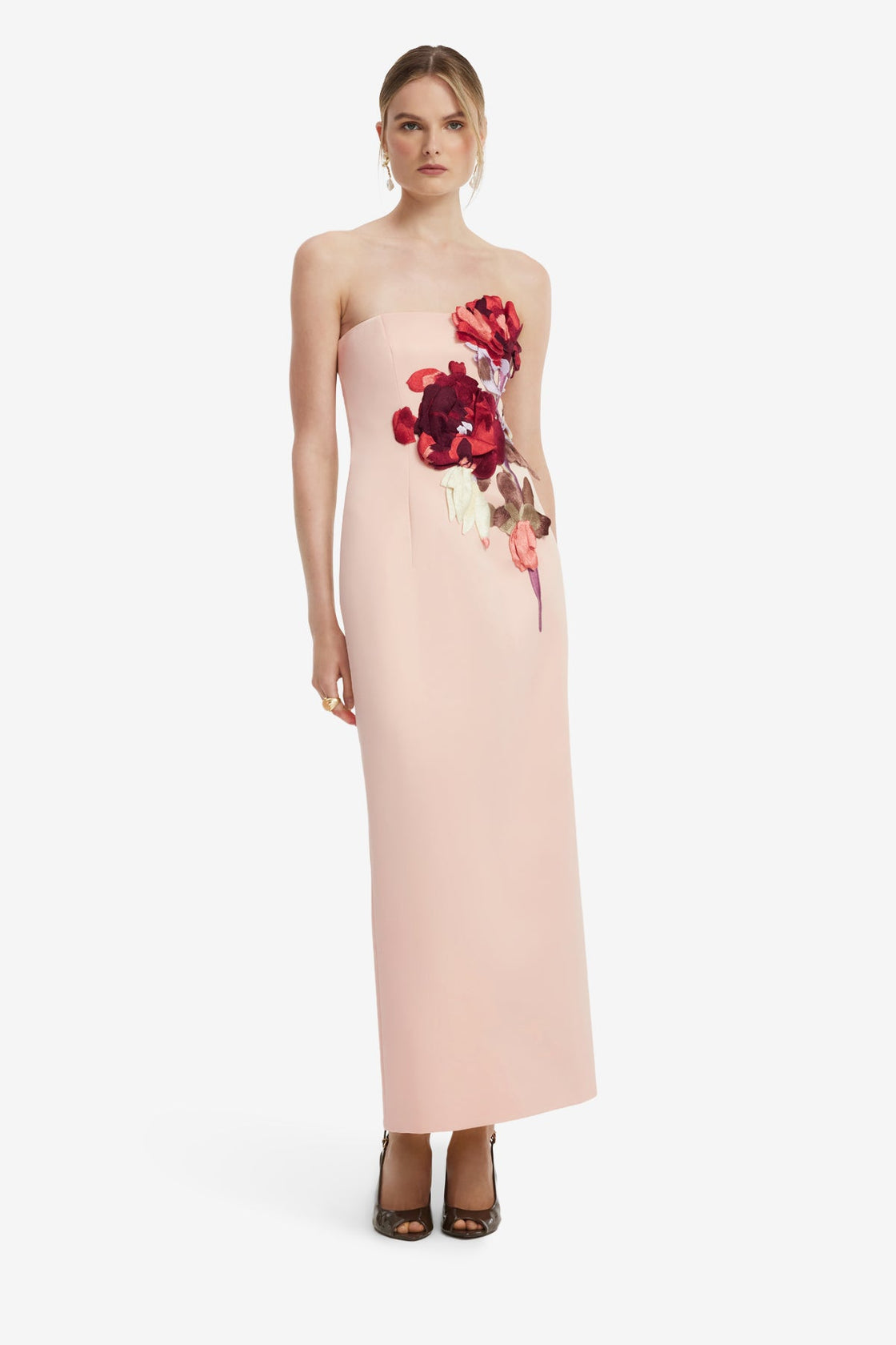 Rayna Embroidered Bustier Maxi Dress - Reverie Print in Nectar Dress Maxi
