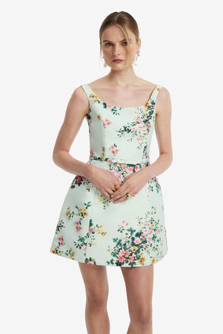 Lyra Mini Dress - Posy Print in Mint Dress Mini