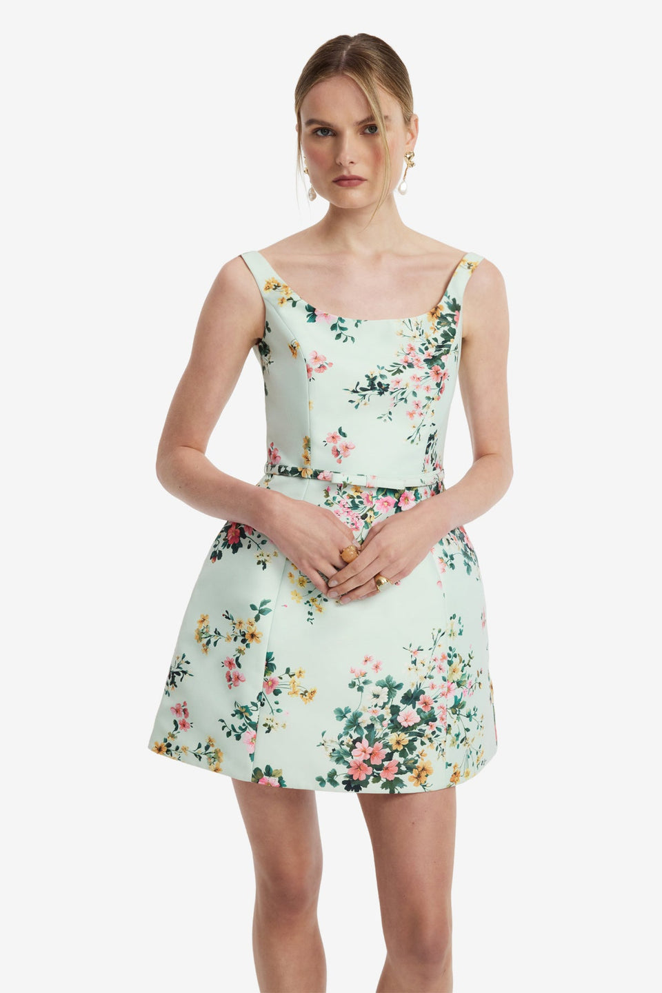 Lyra Mini Dress - Posy Print in Mint Dress Mini