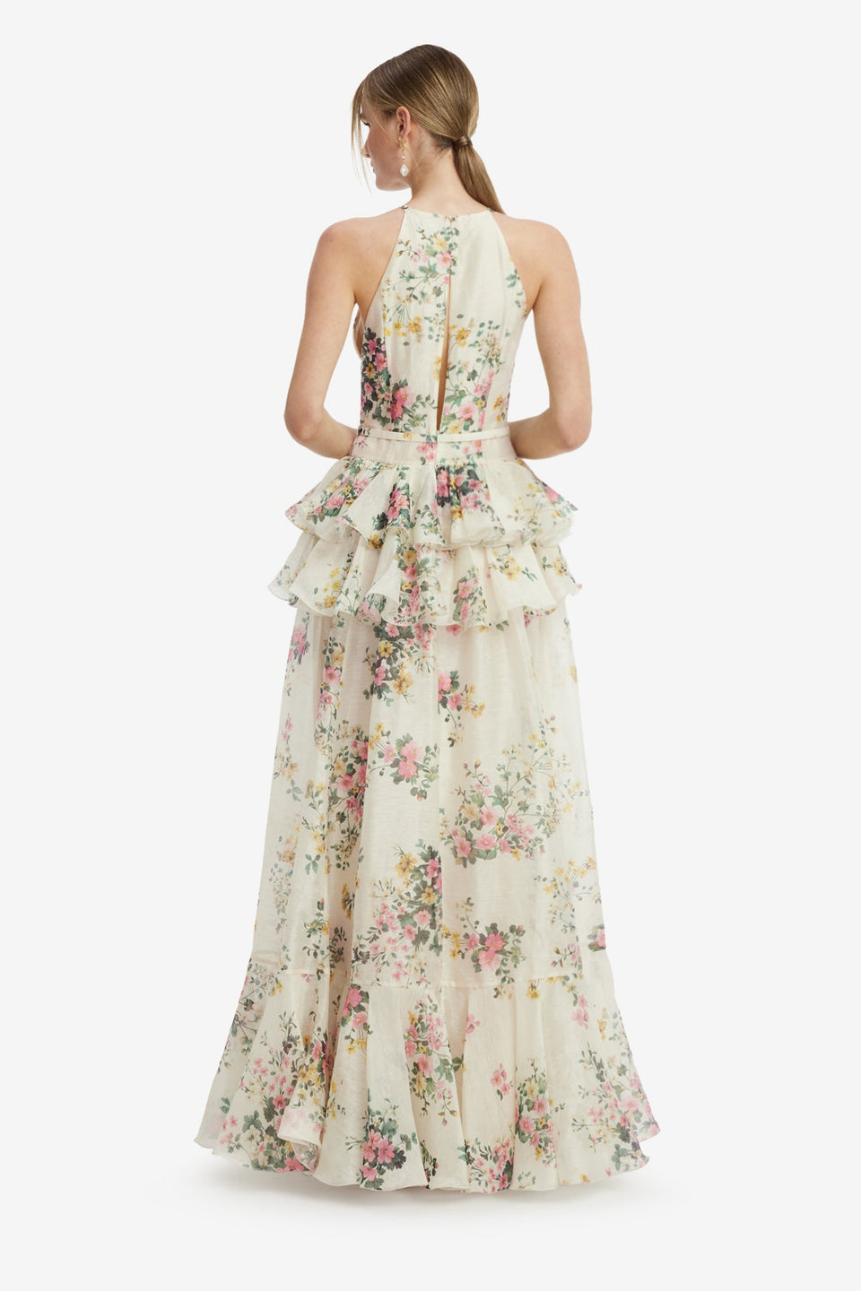 Senna Halterneck Maxi Dress - Posy Print in Snow Dress Maxi
