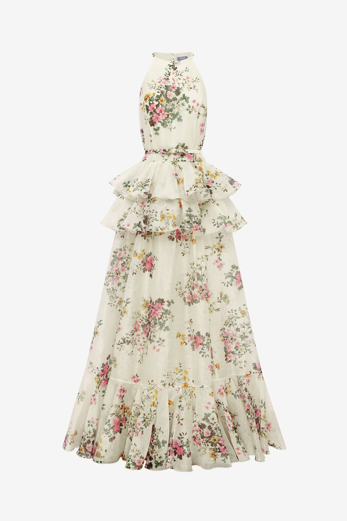 Senna Halterneck Maxi Dress - Posy Print in Snow Dress Maxi