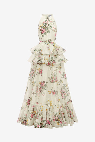 Senna Halterneck Maxi Dress - Posy Print in Snow Dress Maxi