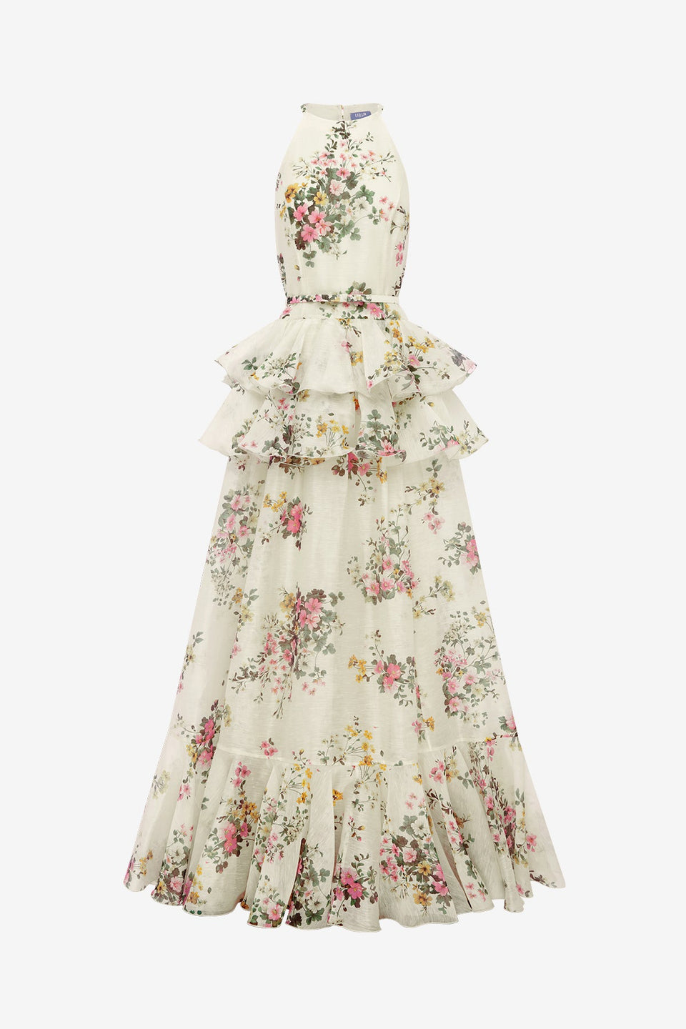 Senna Halterneck Maxi Dress - Posy Print in Snow Dress Maxi