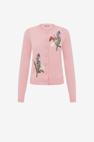 Claire Embellished Knit Cardigan - Rose Tops
