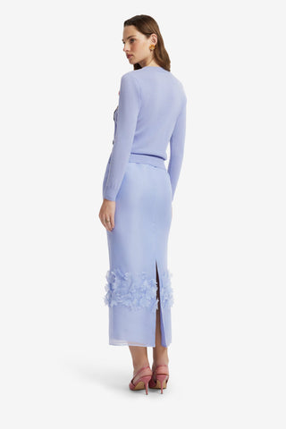 Claire Embroidered Knit Cardigan - Rose in Periwinkle Tops