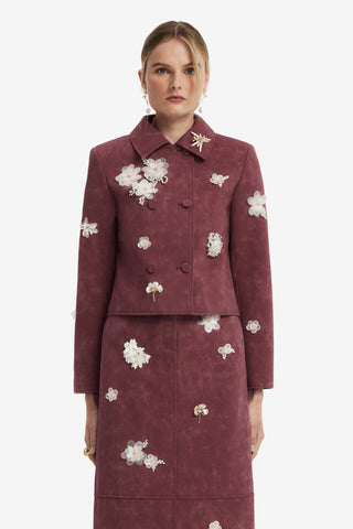 Vienna Embellished Vegan Suede Jacket - Mahogany Jacket