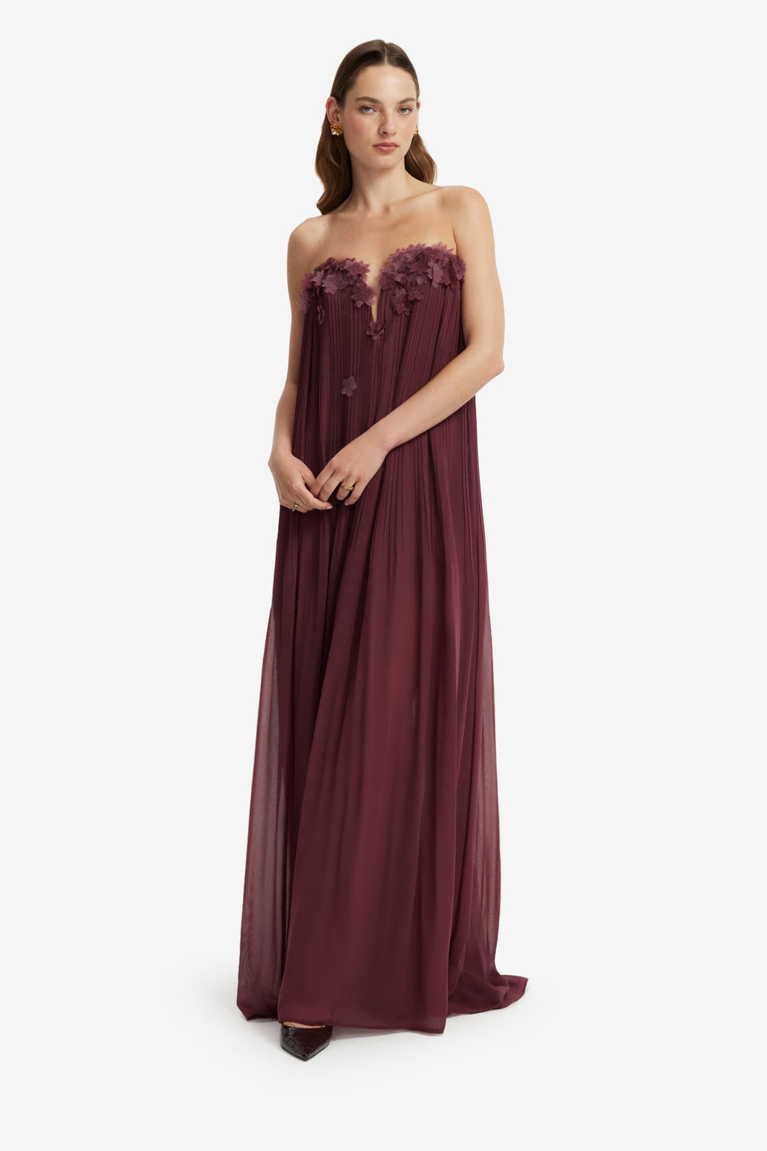 Dahlia Petal Gown - Mahogany Dress Maxi