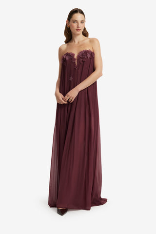 Dahlia Petal Gown - Mahogany Dress Maxi