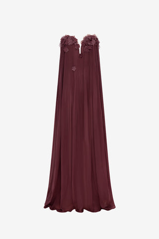 Dahlia Petal Gown - Mahogany Dress Maxi