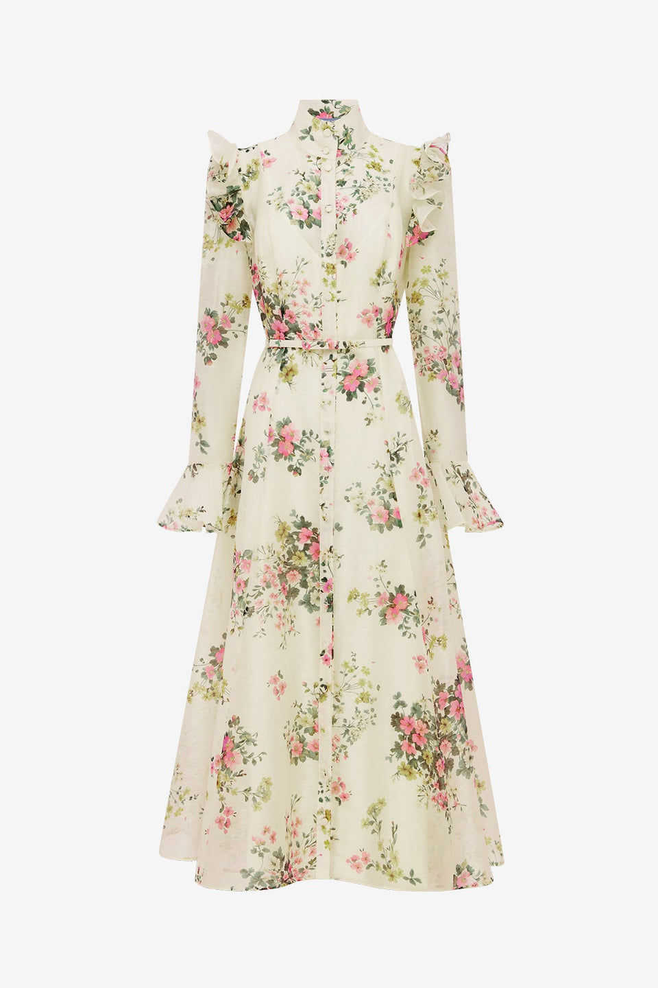 Katrina Butterfly Sleeve Midi Dress - Posy Print in Snow Dress Midi