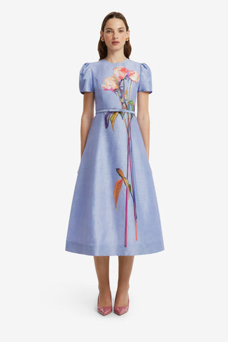 Marguerite Short Sleeve Midi Dress - Rose in Periwinkle Dress Midi