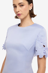 Caroline Applique Short Sleeve Midi Dress - Periwinkle Dress Midi