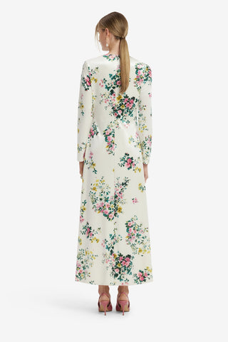 Cassandra Velvet Maxi Dress - Posy Print in Snow Dress Maxi