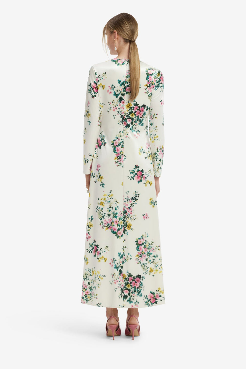 Cassandra Velvet Maxi Dress - Posy Print in Snow Dress Maxi