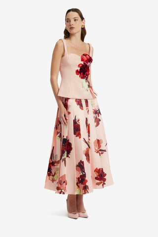 Georgia Embroidered Top - Reverie Print in Nectar Tops