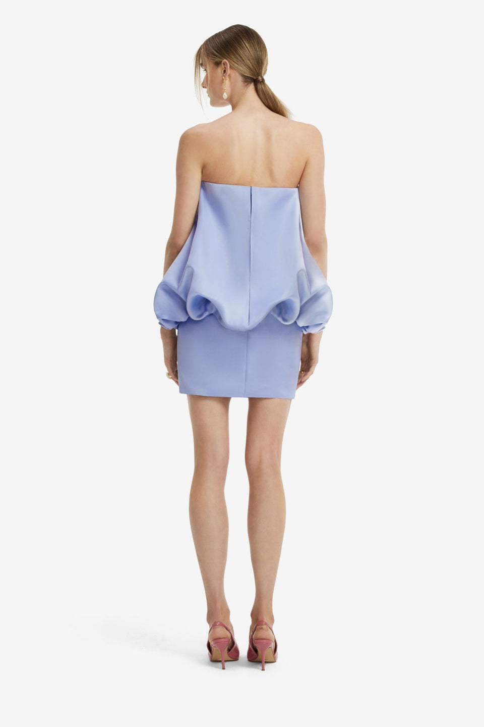 Eiza Embroidered Bustier Bubble Mini Dress - Rose in Periwinkle Dress Mini