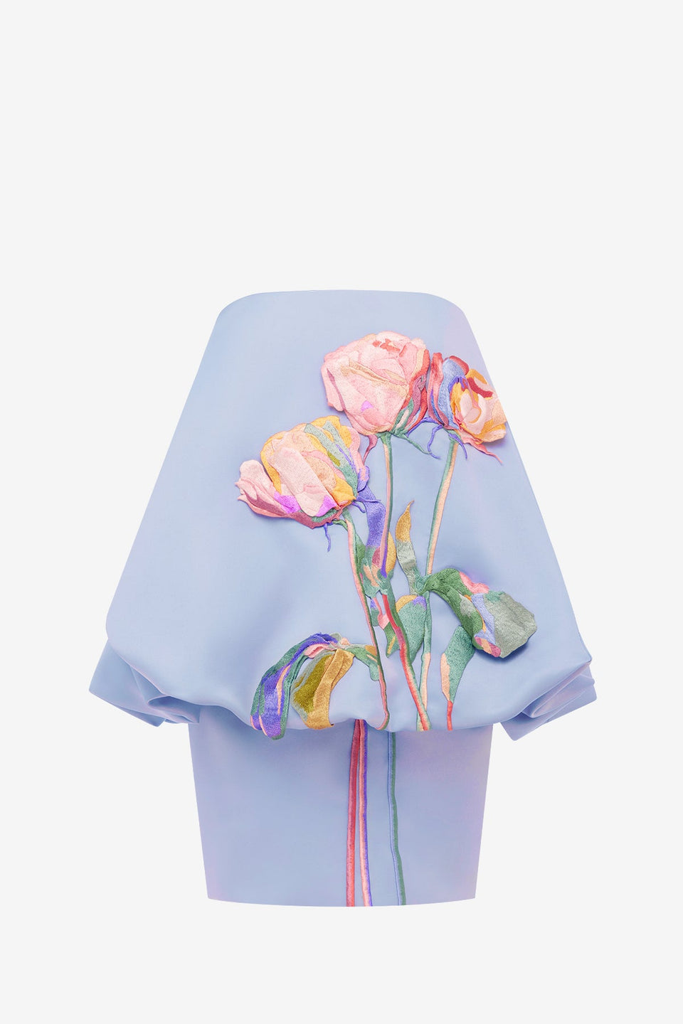 Eiza Embroidered Bustier Bubble Mini Dress - Rose in Periwinkle Dress Mini
