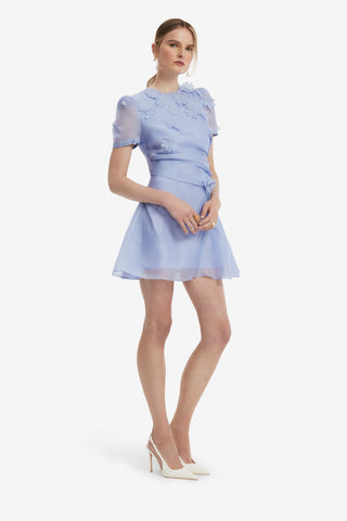 Elyse Petal Short Sleeve Mini Dress - Periwinkle Dress Mini