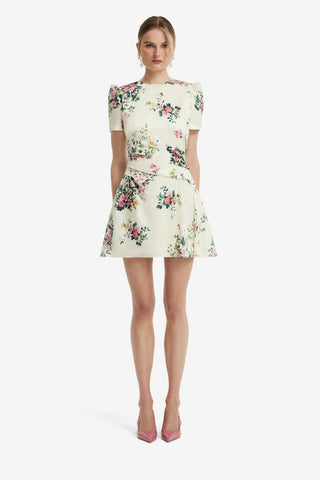 Elyse Short Sleeve Mini Dress - Posy Print in Snow Dress Mini