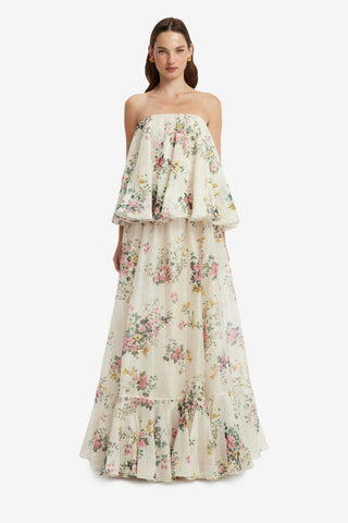 Zinnia Maxi Skirt - Posy Print in Snow Skirts