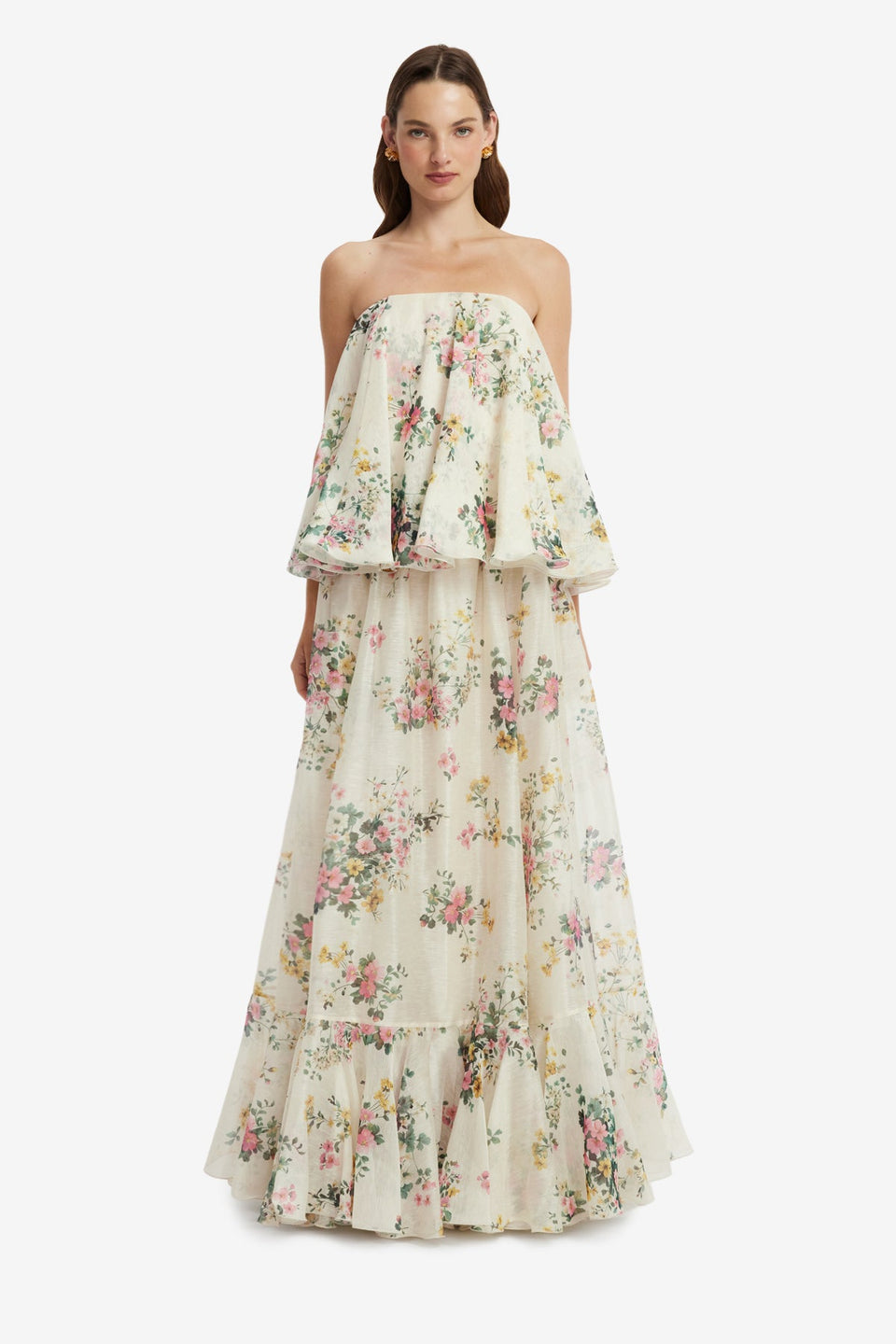 Zinnia Maxi Skirt - Posy Print in Snow Skirts