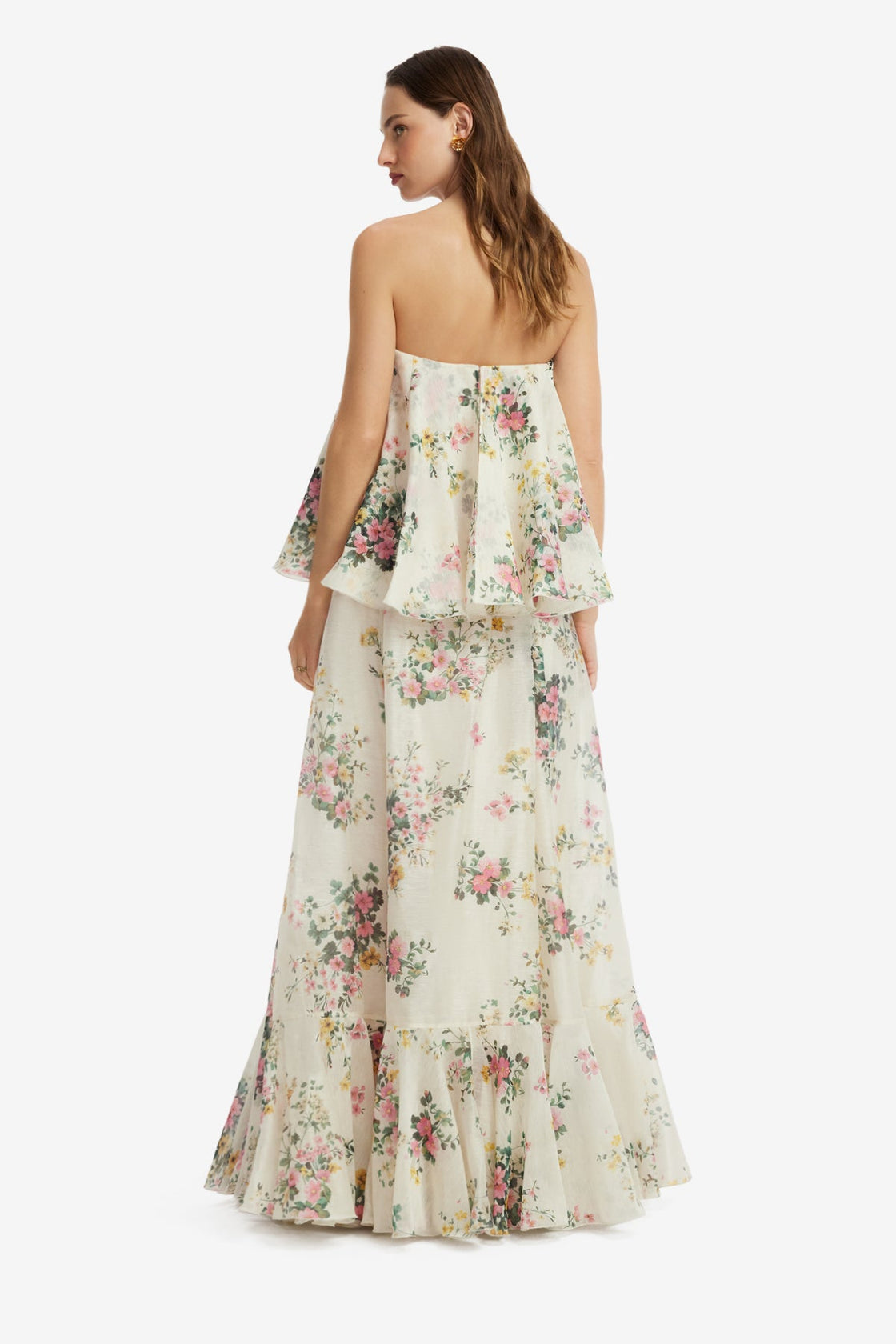 Ixia Bustier Top - Posy Print in Snow Tops