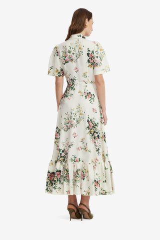 Becca Short Sleeve Midi Dress - Posy Print in Snow Dress Midi