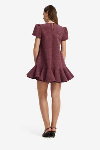 Esther Applique Vegan Suede Mini Dress - Mahogany Dress Mini