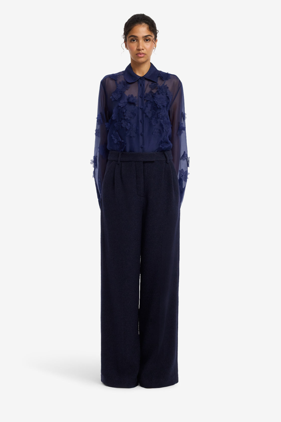 Elisha Tweed Wide Leg Pants - Midnight Pants