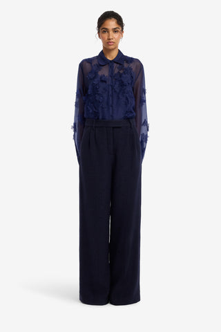 Elisha Tweed Wide Leg Pants - Midnight Pants
