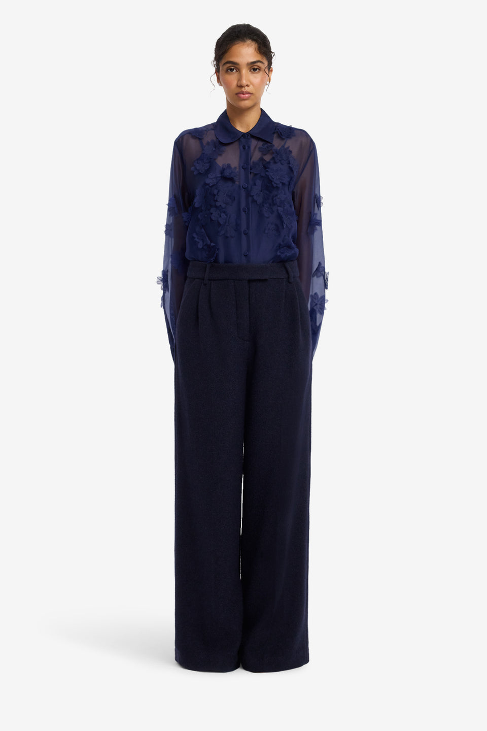 Elisha Tweed Wide Leg Pants - Midnight Pants