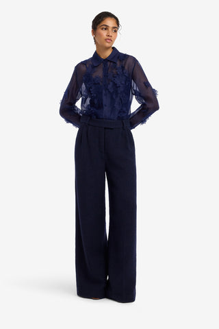 Elisha Tweed Wide Leg Pants - Midnight Pants