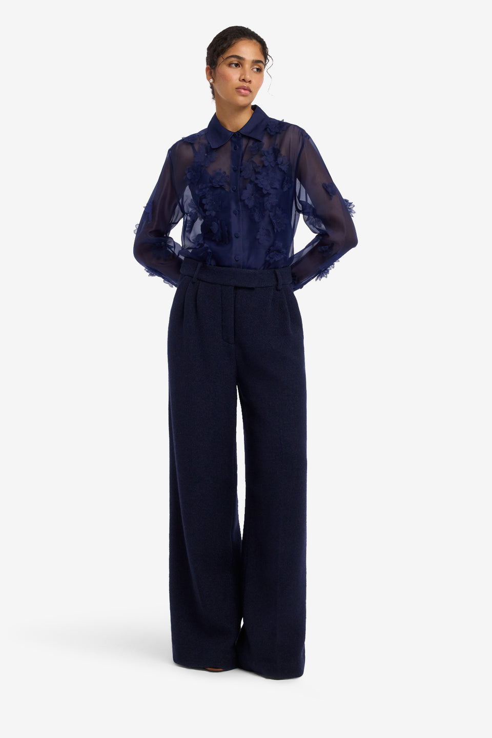 Elisha Tweed Wide Leg Pants - Midnight Pants