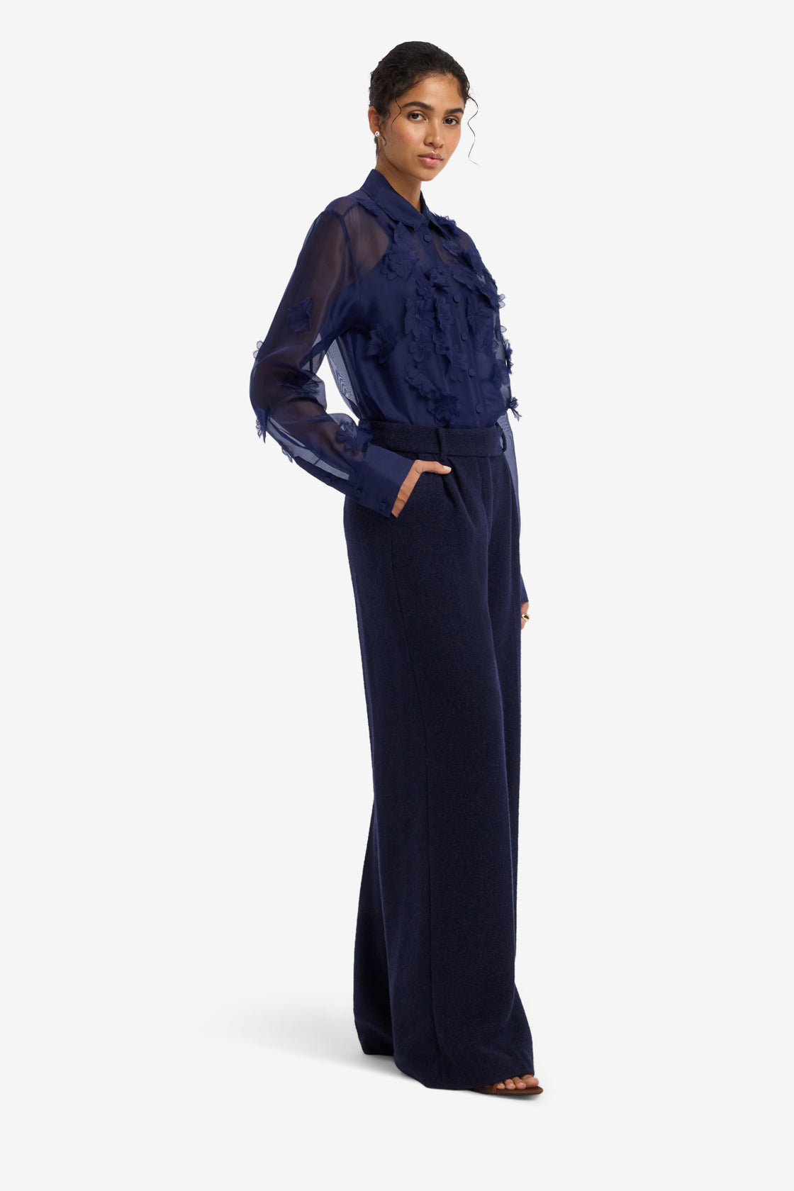 Elisha Tweed Wide Leg Pants - Midnight Pants