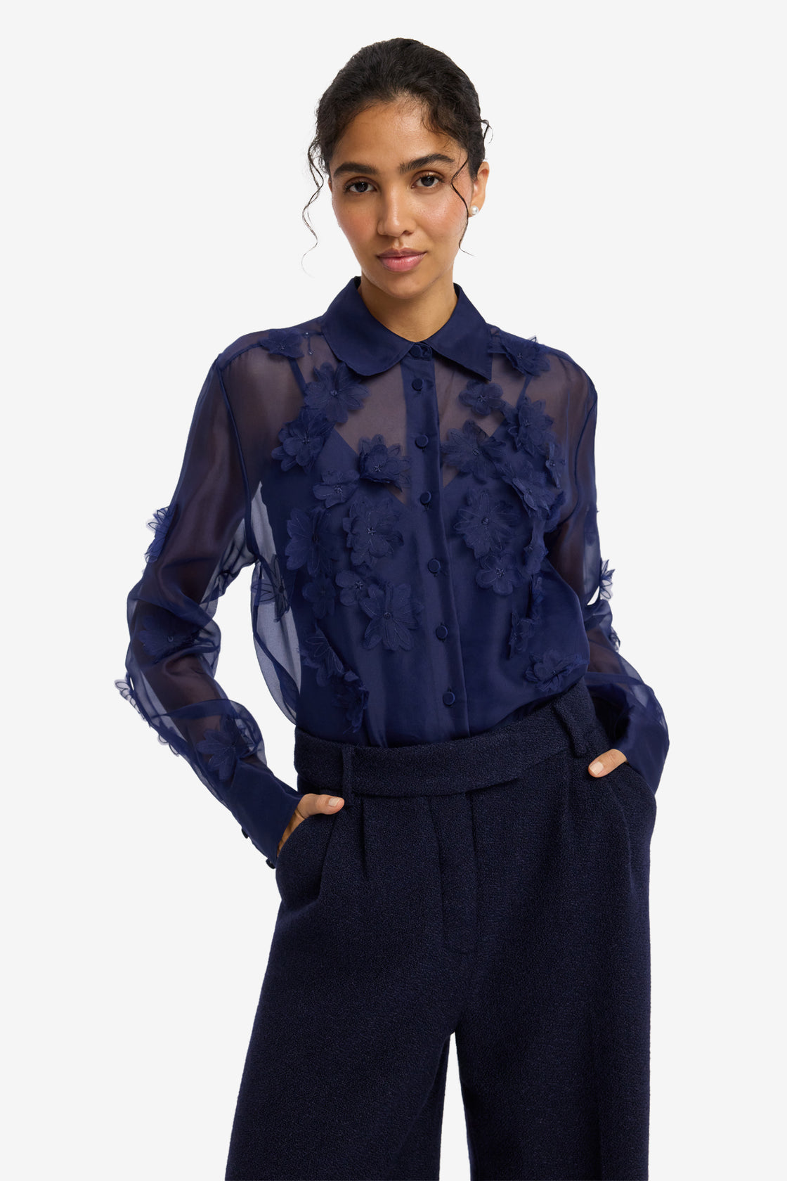Elisha Tweed Wide Leg Pants - Midnight Pants
